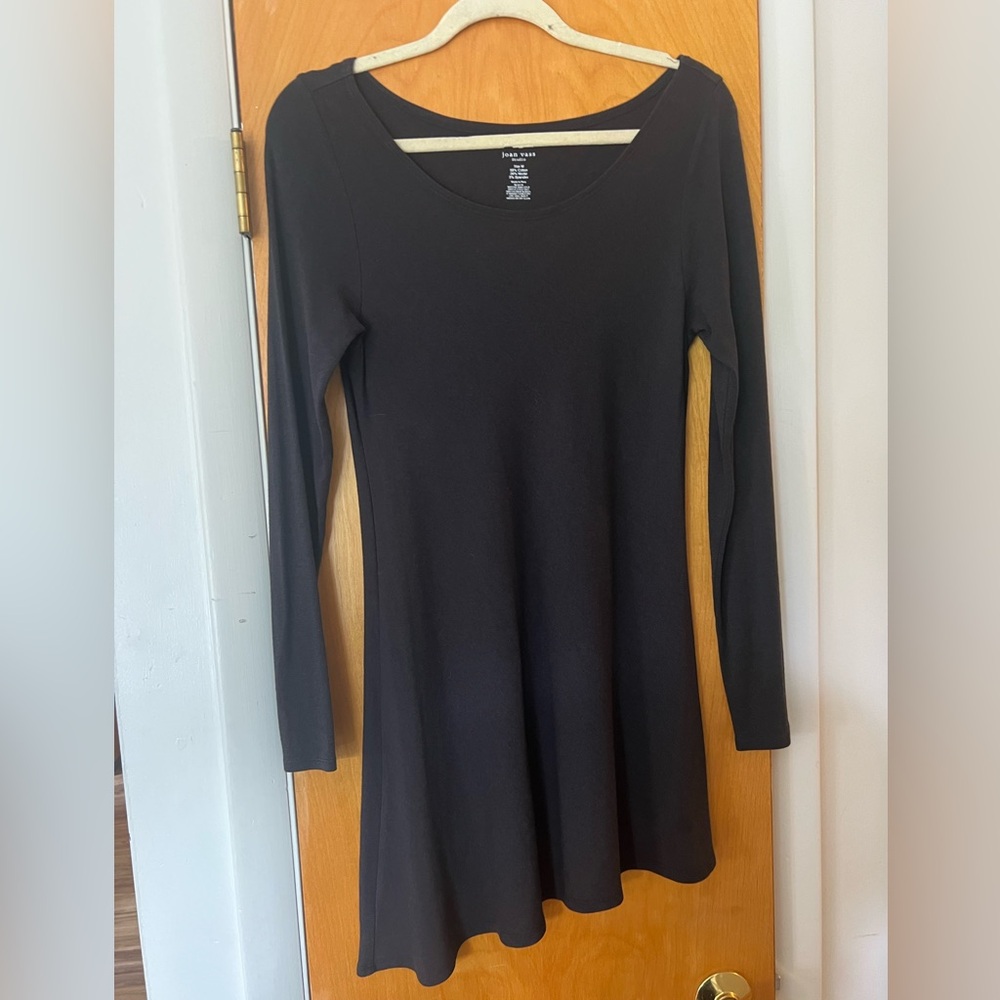 Joan Vass Elegant Black Long Sleeve Dress